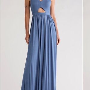 Go Couture Stylish Blue Cutout Maxi Dress